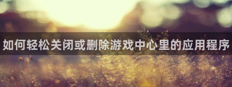 赢咖娱乐app：如何轻松关闭或删除游戏中心里的应用程序